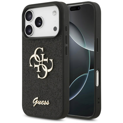 Skyddsfodral för Apple iPhone 17 Pro, Guess, Fixed Glitter Big 4G, Svart