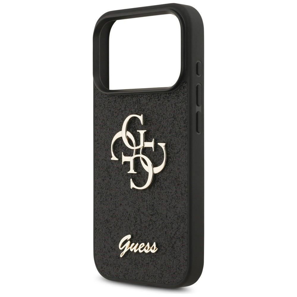 Skyddsfodral för Apple iPhone 17 Pro, Guess, Fixed Glitter Big 4G, Svart
