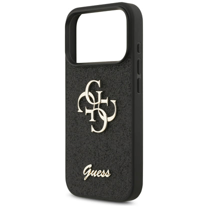 Skyddsfodral för Apple iPhone 17 Pro, Guess, Fixed Glitter Big 4G, Svart