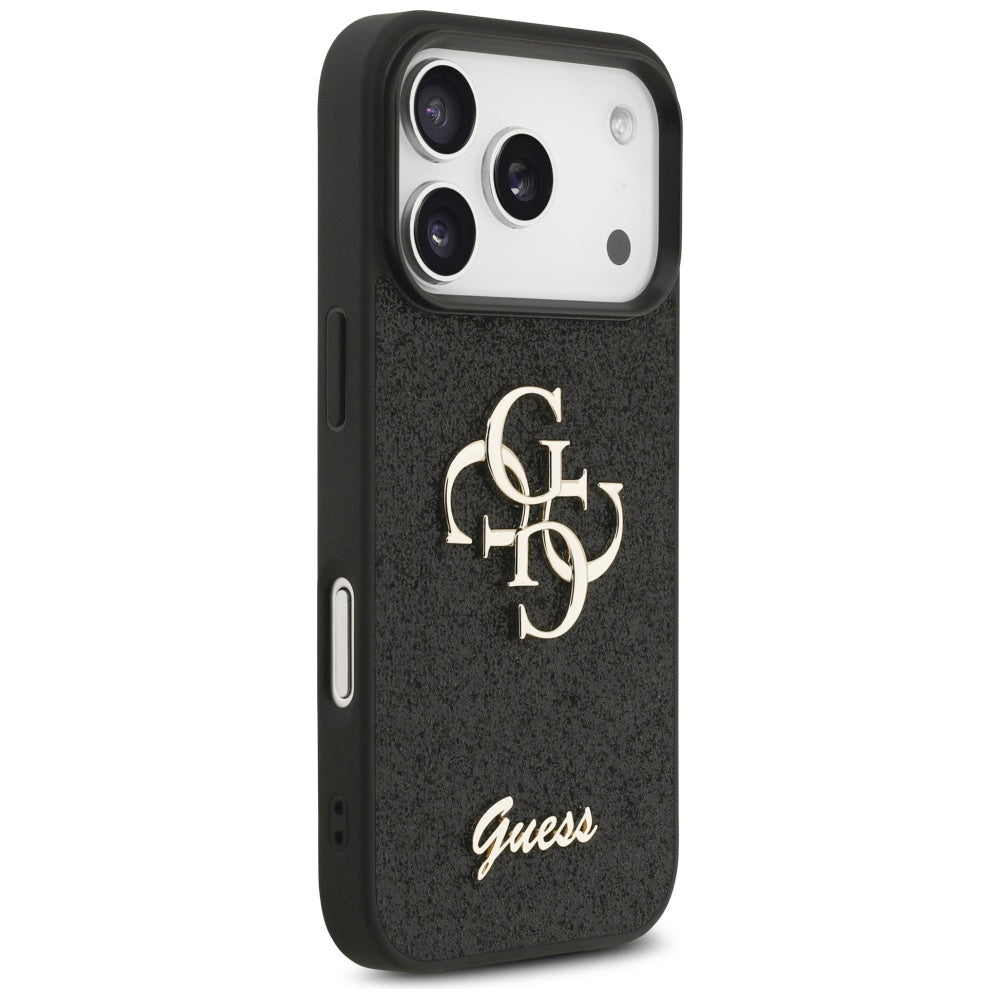 Skyddsfodral för Apple iPhone 17 Pro, Guess, Fixed Glitter Big 4G, Svart