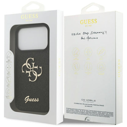 Skyddsfodral för Apple iPhone 17 Pro, Guess, Fixed Glitter Big 4G, Svart
