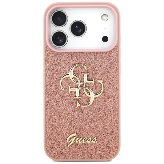 Skyddsfodral för Apple iPhone 17 Pro, Guess, Fixed Glitter Big 4G, Rosa