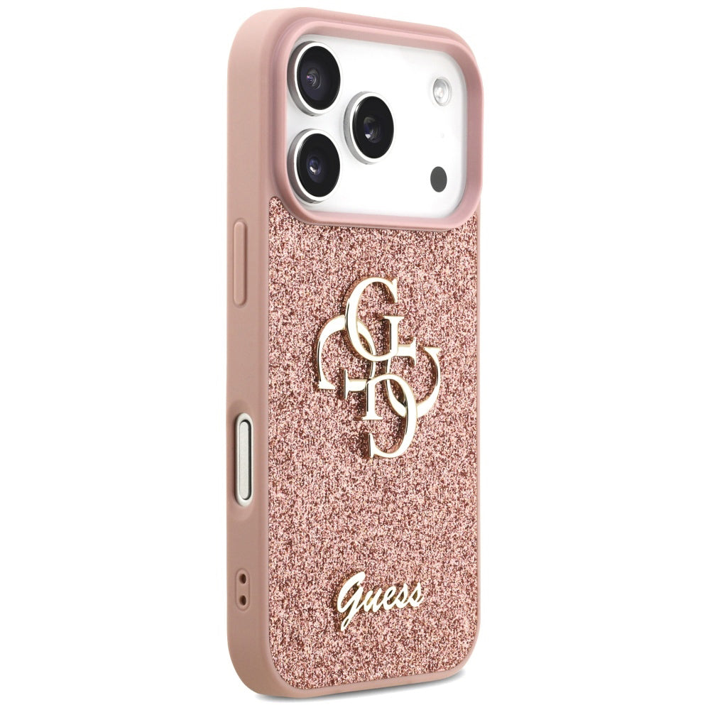 Skyddsfodral för Apple iPhone 17 Pro, Guess, Fixed Glitter Big 4G, Rosa