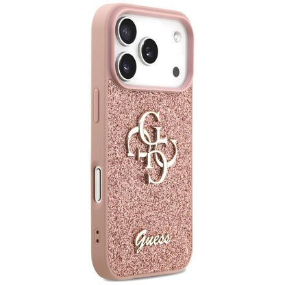 Skyddsfodral för Apple iPhone 17 Pro, Guess, Fixed Glitter Big 4G, Rosa