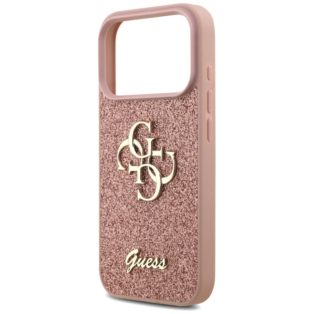 Skyddsfodral för Apple iPhone 17 Pro, Guess, Fixed Glitter Big 4G, Rosa