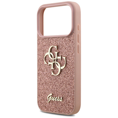 Skyddsfodral för Apple iPhone 17 Pro, Guess, Fixed Glitter Big 4G, Rosa
