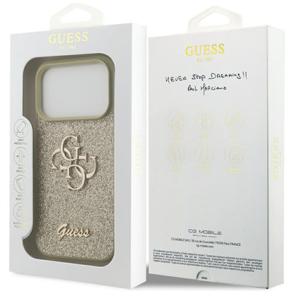 Skyddsfodral för Apple iPhone 17 Pro, Guess, Fixed Glitter Big 4G, Rosa