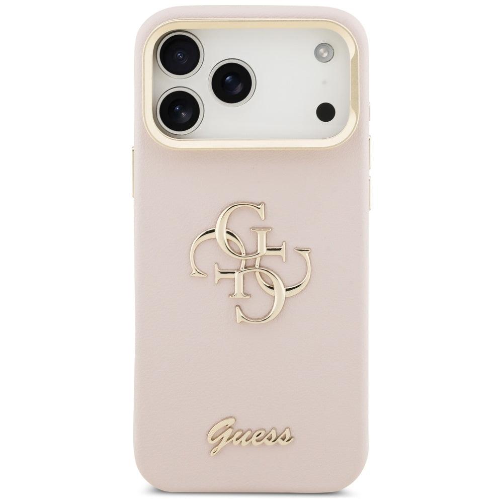 Fodral för Apple iPhone 17 Pro, Guess, Grained Big 4G Stand Camera, Rosa