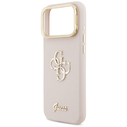 Fodral för Apple iPhone 17 Pro, Guess, Grained Big 4G Stand Camera, Rosa