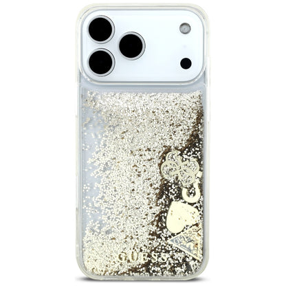 Skyddsfodral för Apple iPhone 17 Pro, Guess, Liquid Glitter Charms, Guld
