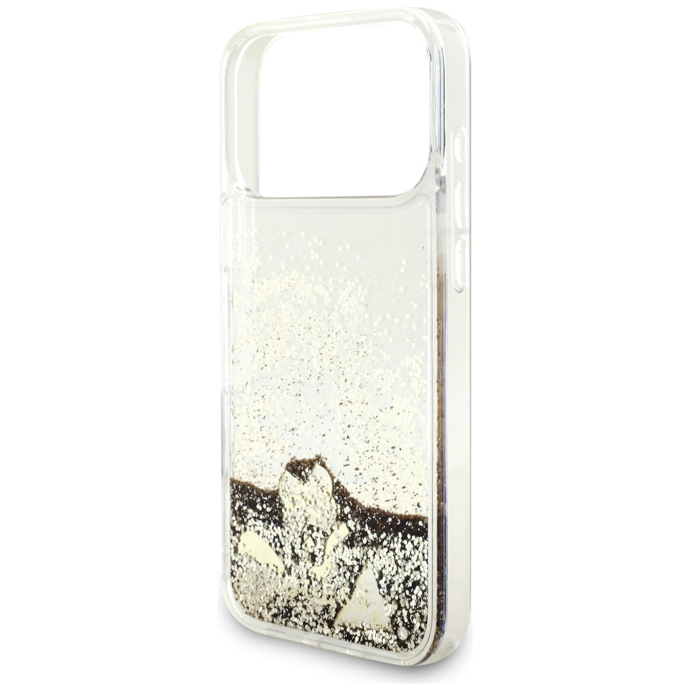Skyddsfodral för Apple iPhone 17 Pro, Guess, Liquid Glitter Charms, Guld