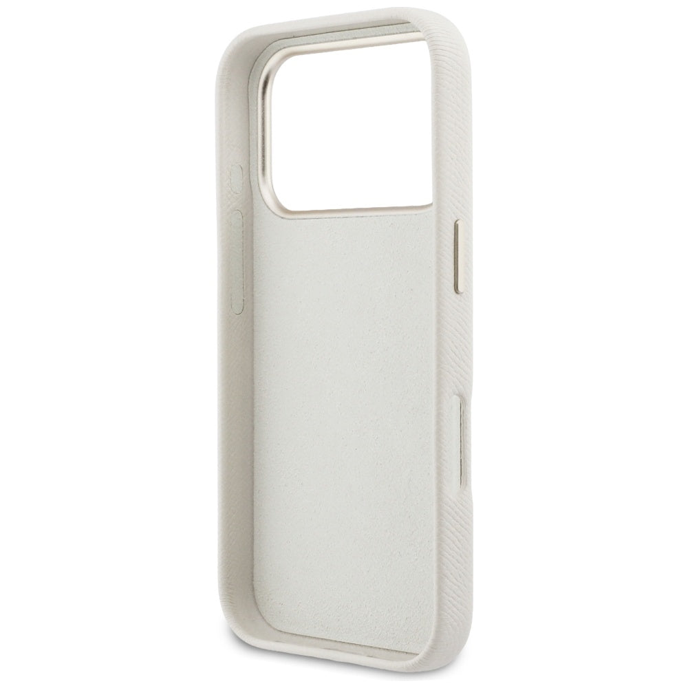 Fodral för Apple iPhone 17 Pro, Guess, Resin Logo, Beige