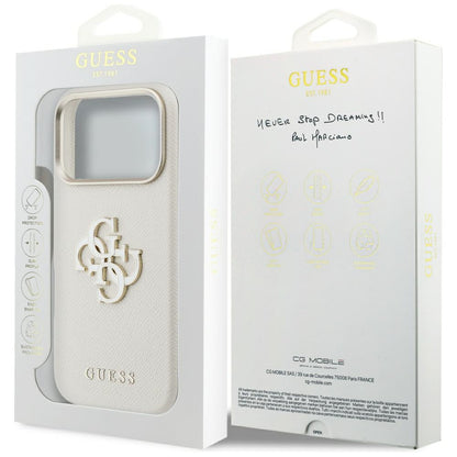 Fodral för Apple iPhone 17 Pro, Guess, Resin Logo, Beige
