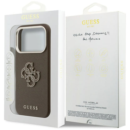 Fodral för Apple iPhone 17 Pro, GUESS, Resin Logo, Brun