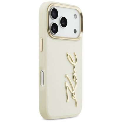 Fodral för Apple iPhone 17 Pro, Karl Lagerfeld, Script Logo, Beige