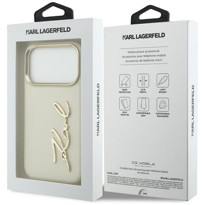 Fodral för Apple iPhone 17 Pro, Karl Lagerfeld, Script Logo, Beige