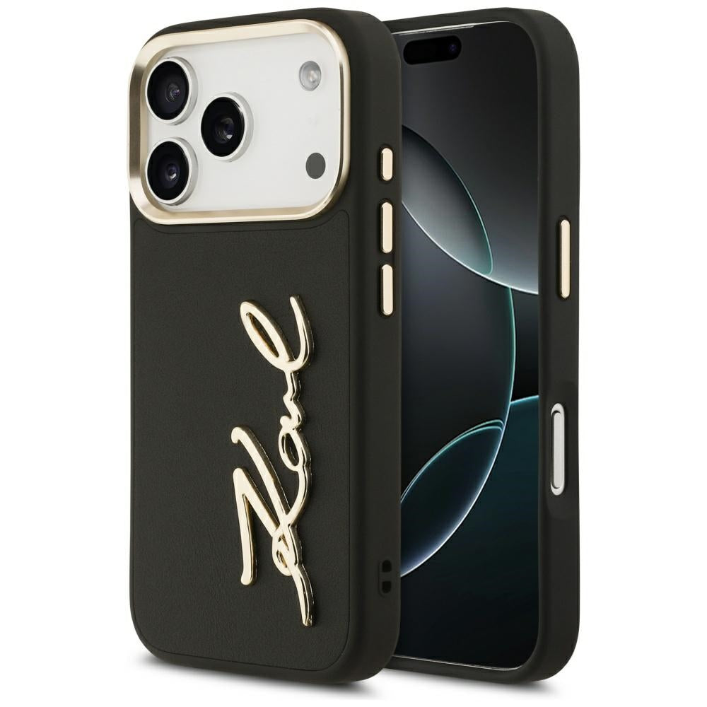 Fodral för Apple iPhone 17 Pro, Karl Lagerfeld, Script Logo, Svart