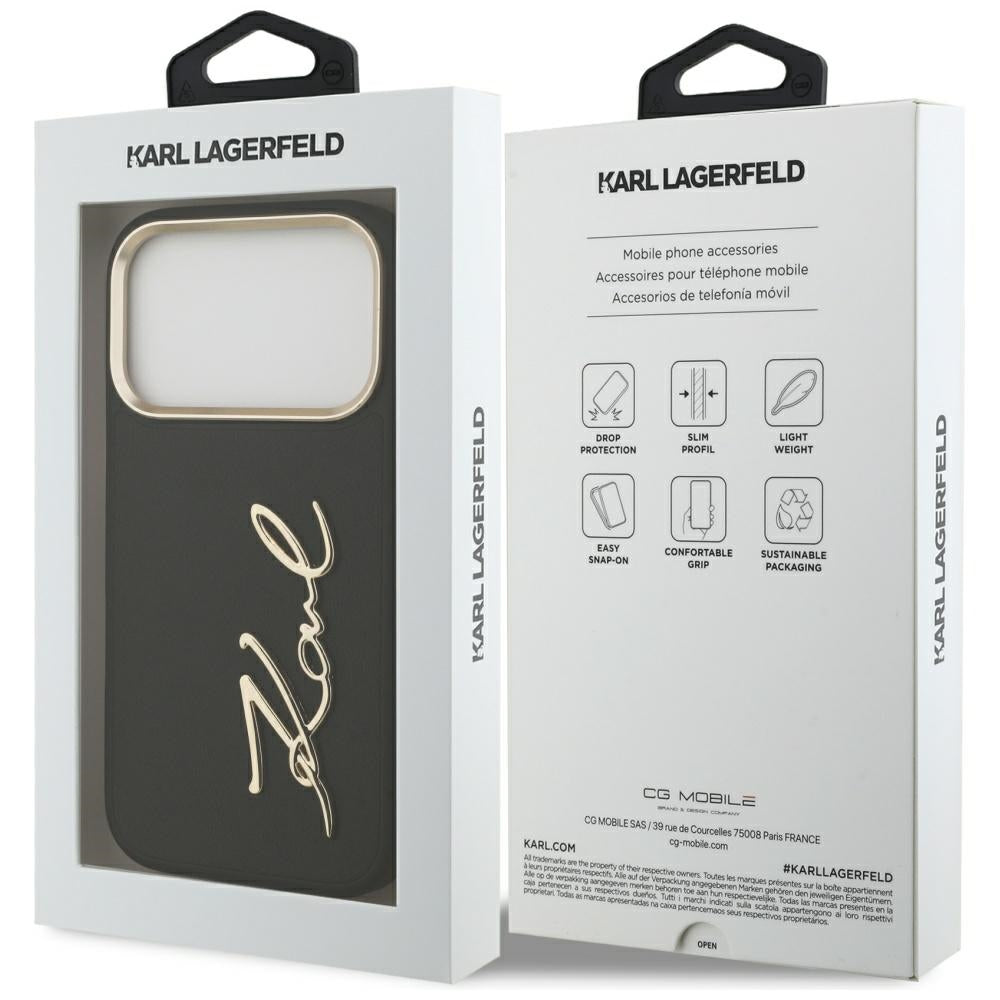 Fodral för Apple iPhone 17 Pro, Karl Lagerfeld, Script Logo, Svart