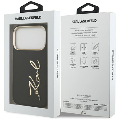 Fodral för Apple iPhone 17 Pro, Karl Lagerfeld, Script Logo, Svart
