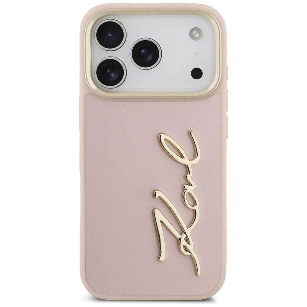 Fodral för Apple iPhone 17 Pro, Karl Lagerfeld, Script Logo, Rosa