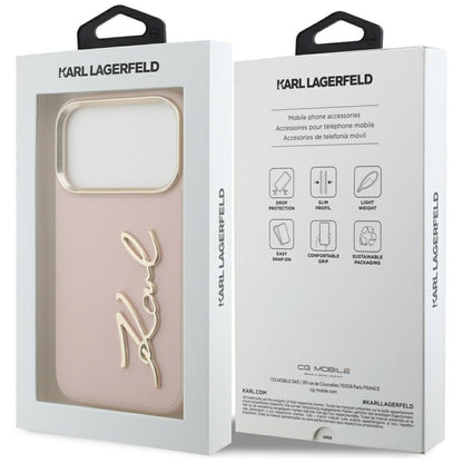 Fodral för Apple iPhone 17 Pro, Karl Lagerfeld, Script Logo, Rosa