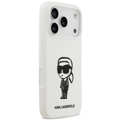 Fodral för Apple iPhone 17 Pro, Karl Lagerfeld, Sketch and Logo Karl, Vit