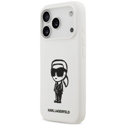 Fodral för Apple iPhone 17 Pro, Karl Lagerfeld, Sketch and Logo Karl, Vit