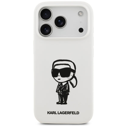 Fodral för Apple iPhone 17 Pro, Karl Lagerfeld, Sketch and Logo Karl, Vit