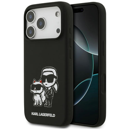 Fodral för Apple iPhone 17 Pro, Karl Lagerfeld, Sketch and Logo Karl & Choupette, Svart