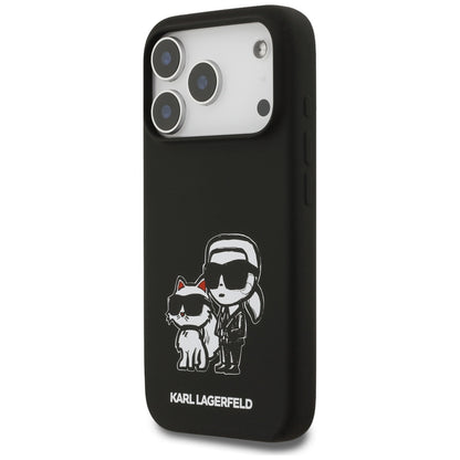 Fodral för Apple iPhone 17 Pro, Karl Lagerfeld, Sketch and Logo Karl & Choupette, Svart