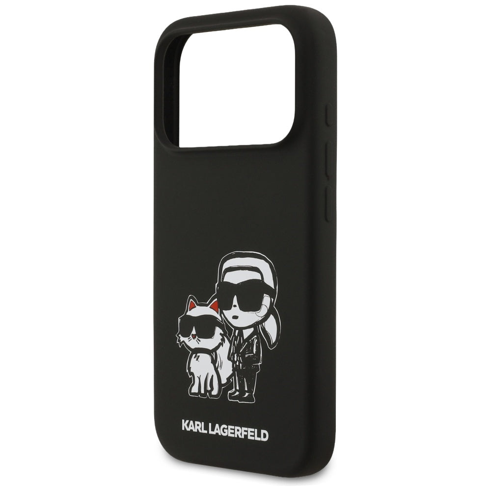 Fodral för Apple iPhone 17 Pro, Karl Lagerfeld, Sketch and Logo Karl & Choupette, Svart