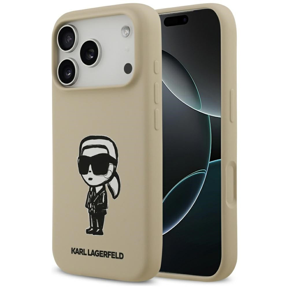 Fodral för Apple iPhone 17 Pro, Karl Lagerfeld, Sketch and Logo Karl, Brun