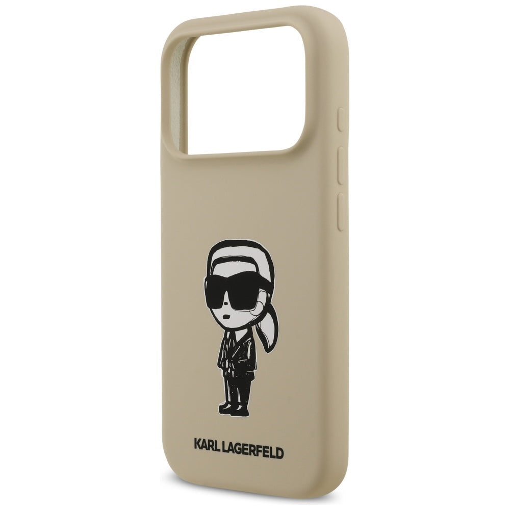 Fodral för Apple iPhone 17 Pro, Karl Lagerfeld, Sketch and Logo Karl, Brun