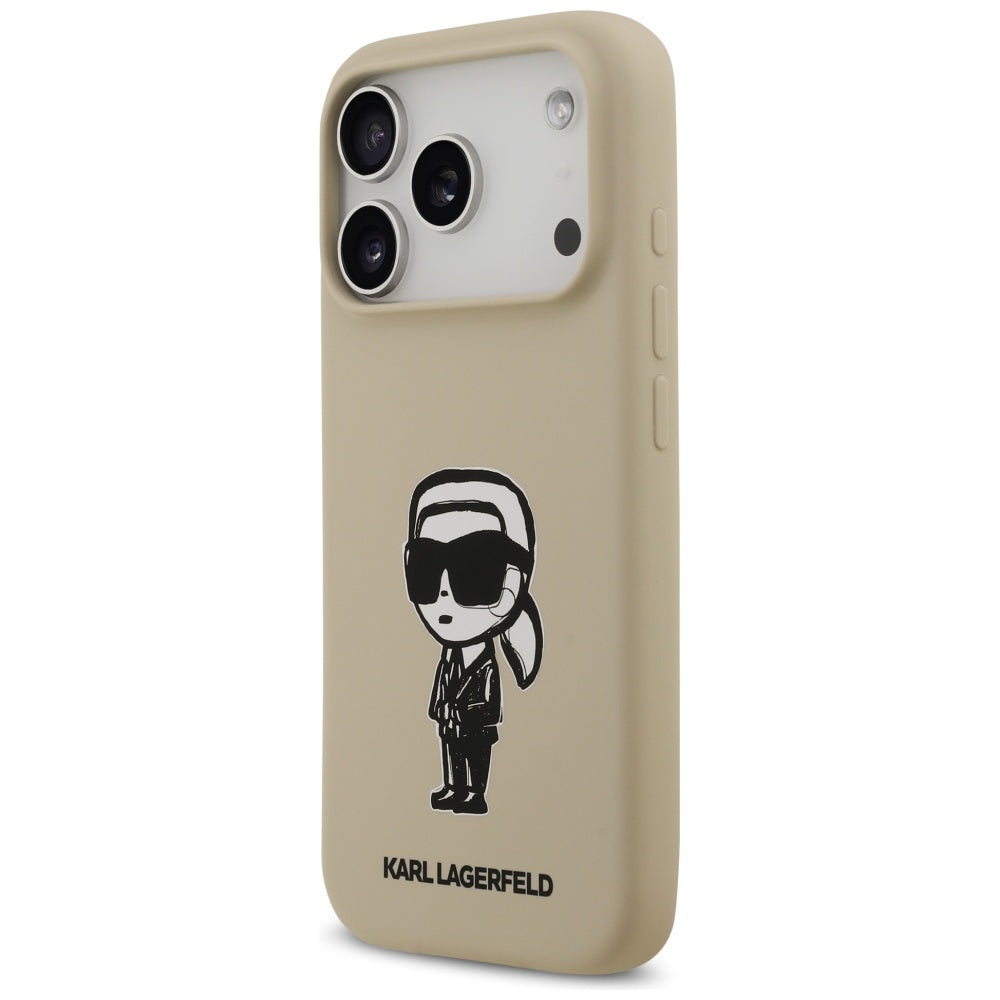 Fodral för Apple iPhone 17 Pro, Karl Lagerfeld, Sketch and Logo Karl, Brun