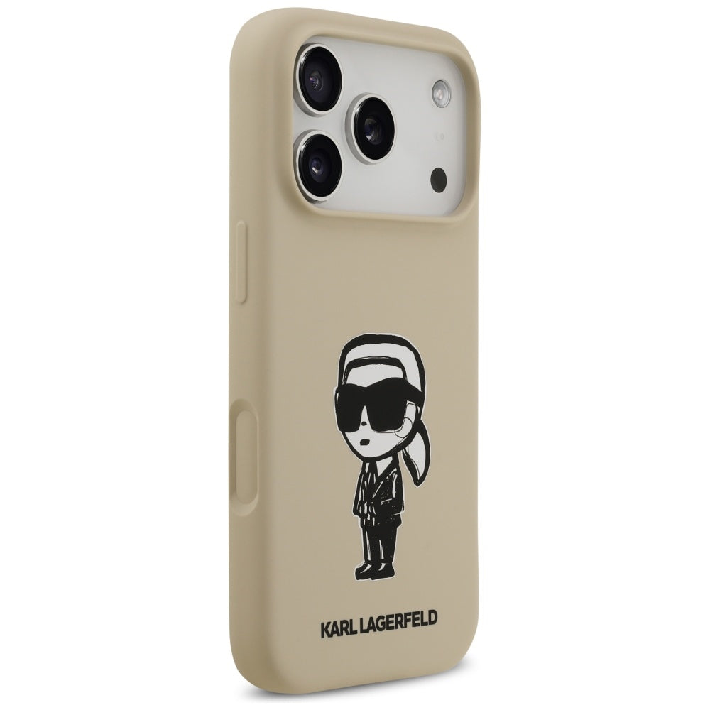 Fodral för Apple iPhone 17 Pro, Karl Lagerfeld, Sketch and Logo Karl, Brun