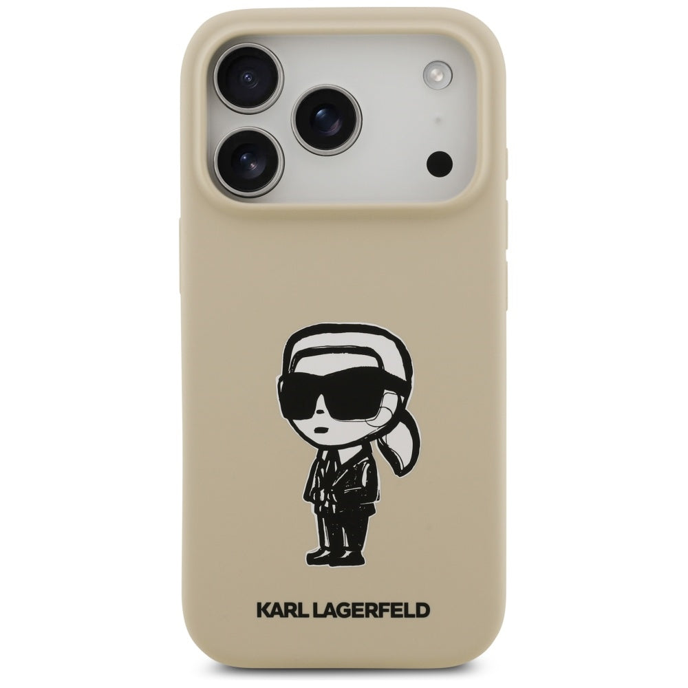 Fodral för Apple iPhone 17 Pro, Karl Lagerfeld, Sketch and Logo Karl, Brun