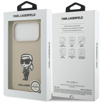 Fodral för Apple iPhone 17 Pro, Karl Lagerfeld, Sketch and Logo Karl, Brun