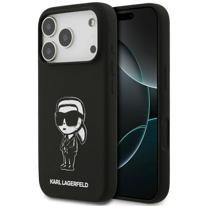 Skyddsfodral för Apple iPhone 17 Pro, Karl Lagerfeld, Sketch and Logo Karl, Svart