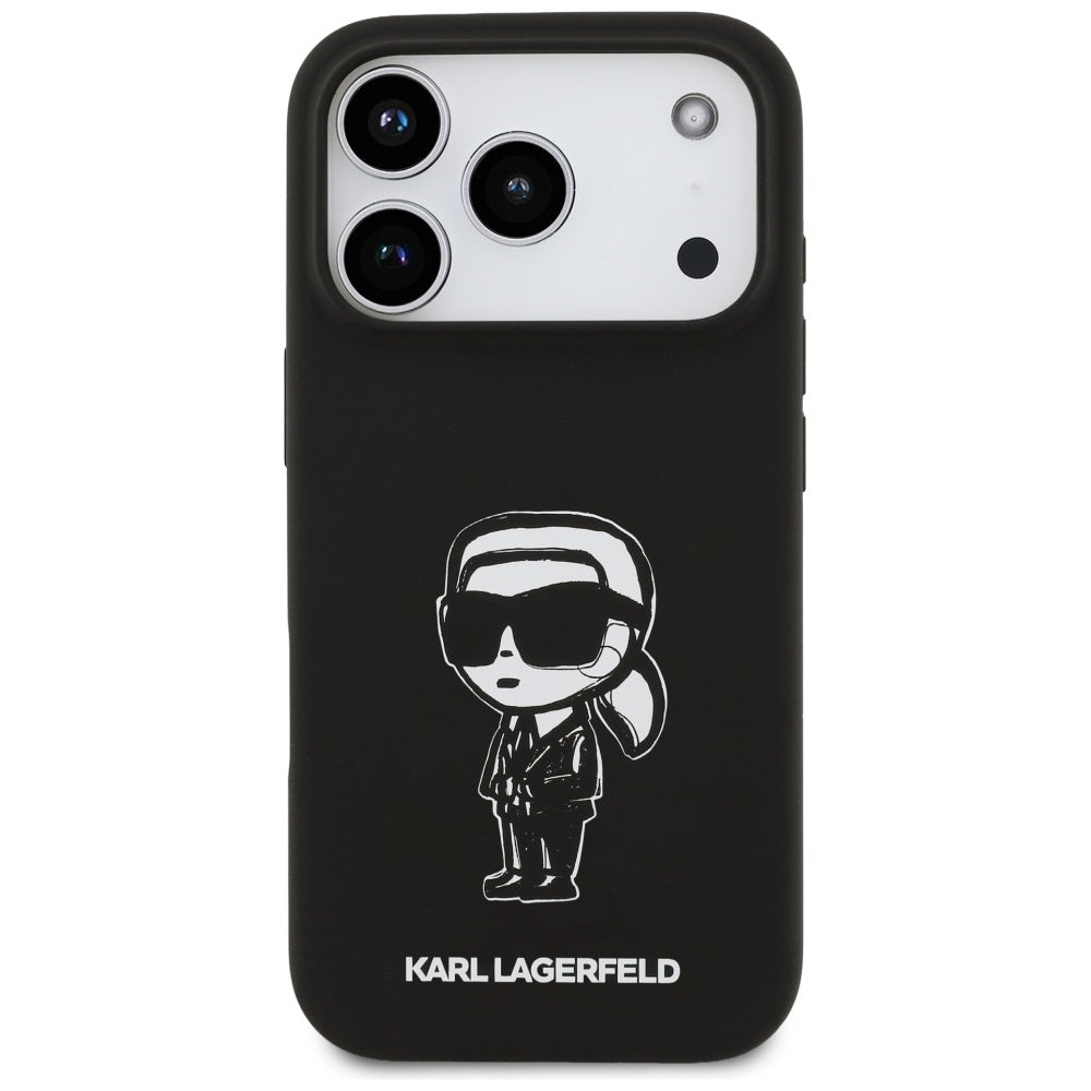 Skyddsfodral för Apple iPhone 17 Pro, Karl Lagerfeld, Sketch and Logo Karl, Svart