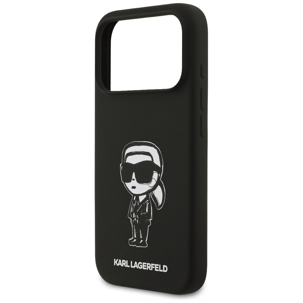 Skyddsfodral för Apple iPhone 17 Pro, Karl Lagerfeld, Sketch and Logo Karl, Svart