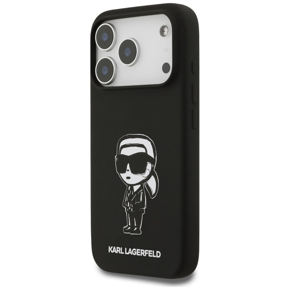 Skyddsfodral för Apple iPhone 17 Pro, Karl Lagerfeld, Sketch and Logo Karl, Svart