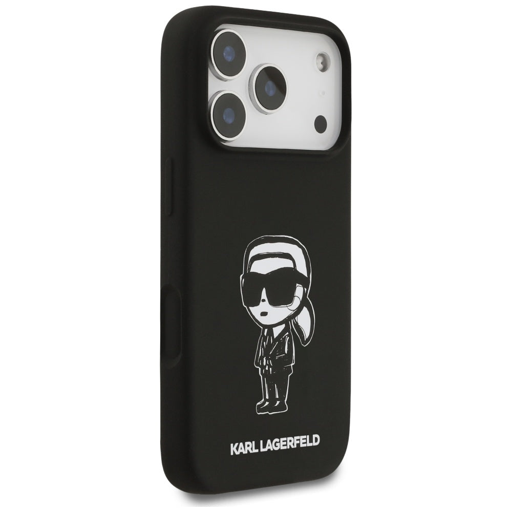 Skyddsfodral för Apple iPhone 17 Pro, Karl Lagerfeld, Sketch and Logo Karl, Svart
