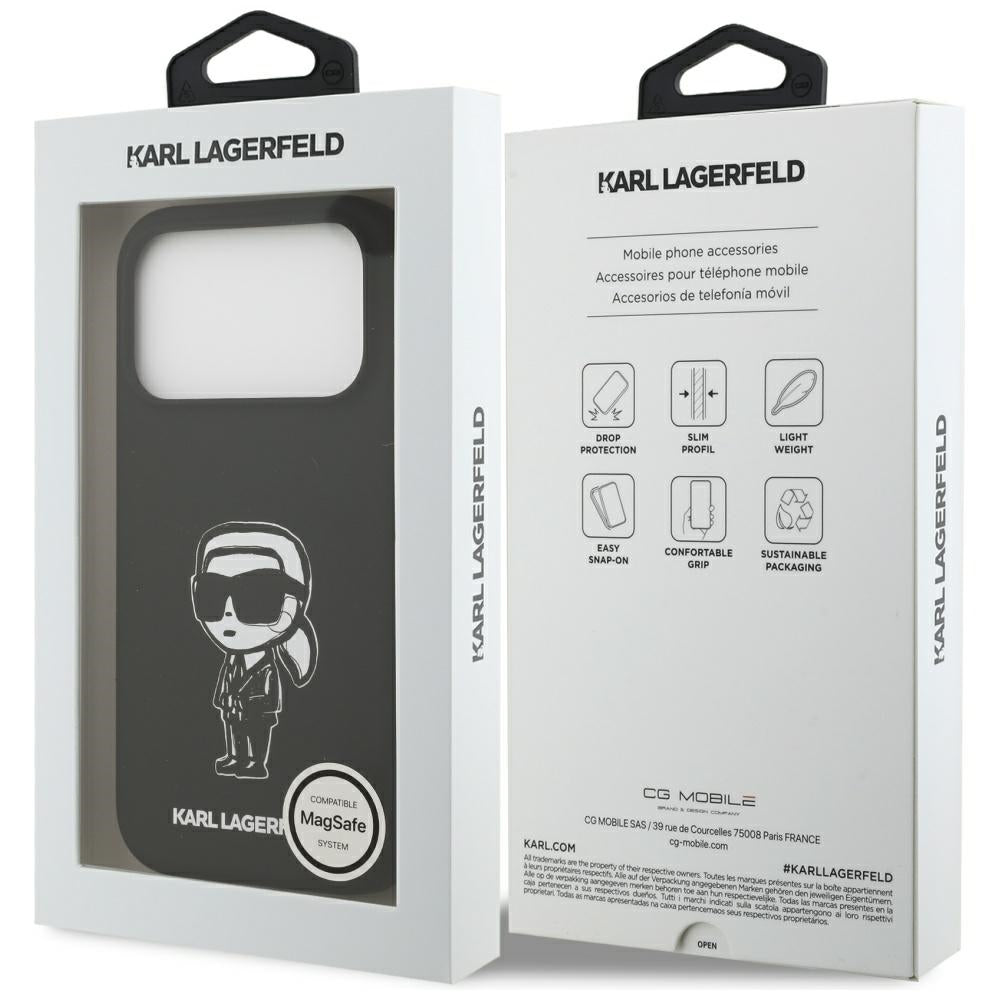 Skyddsfodral för Apple iPhone 17 Pro, Karl Lagerfeld, Sketch and Logo Karl, Svart