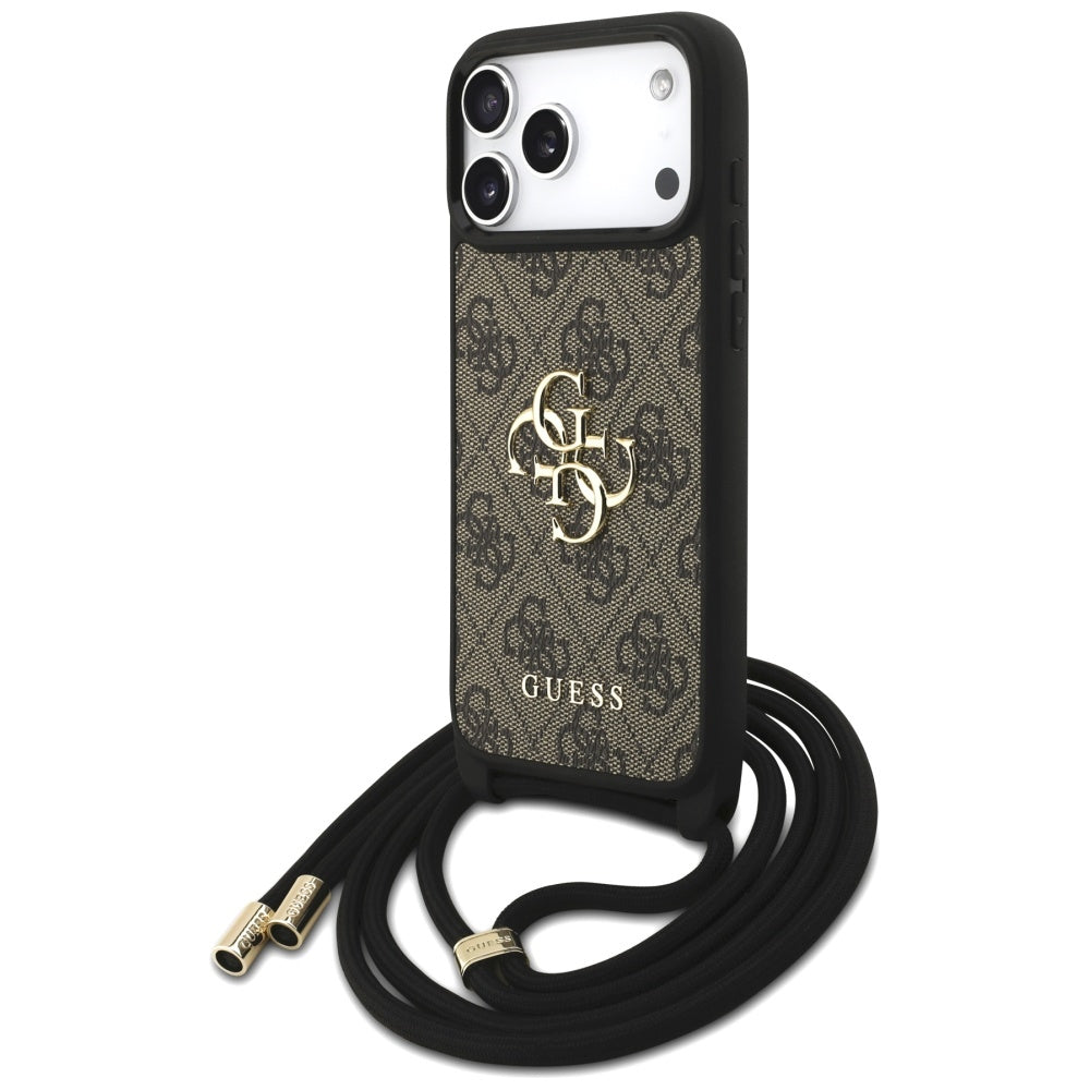 Fodral för Apple iPhone 17 Pro Max, Guess, 4G CBDY Big Logo med Snoddrem, Brun