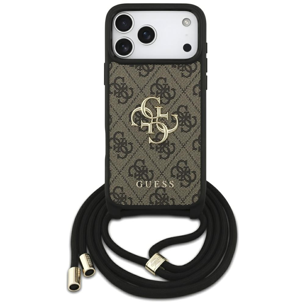 Fodral för Apple iPhone 17 Pro Max, Guess, 4G CBDY Big Logo med Snoddrem, Brun