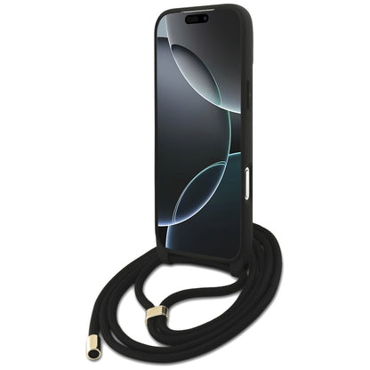 Fodral för Apple iPhone 17 Pro Max, Guess, 4G CBDY Big Logo med Snoddrem, Brun