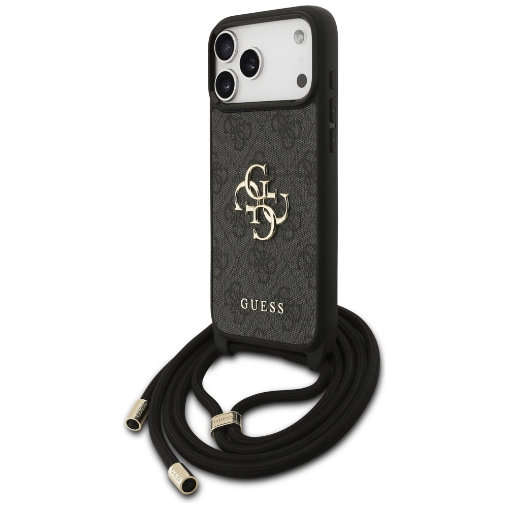Fodral för Apple iPhone 17 Pro Max, Guess, 4G CBDY Big Logo med snoddrem, Svart