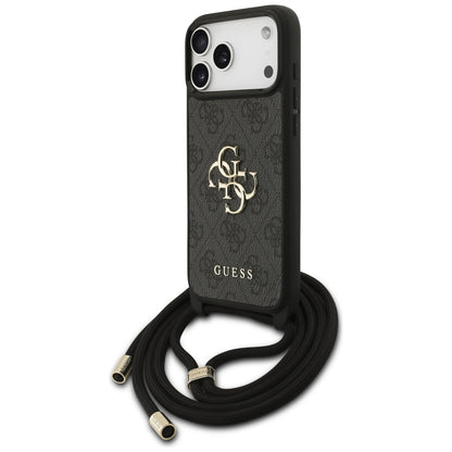 Fodral för Apple iPhone 17 Pro Max, Guess, 4G CBDY Big Logo med snoddrem, Svart