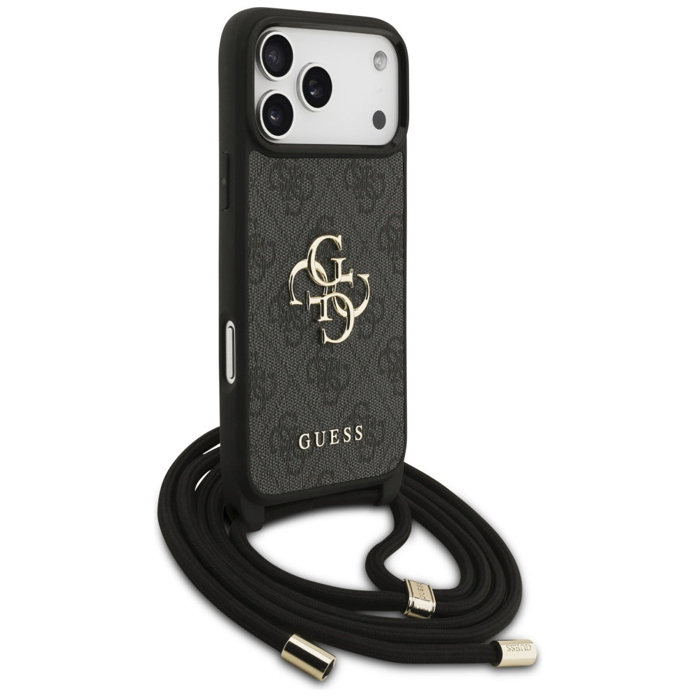 Fodral för Apple iPhone 17 Pro Max, Guess, 4G CBDY Big Logo med snoddrem, Svart
