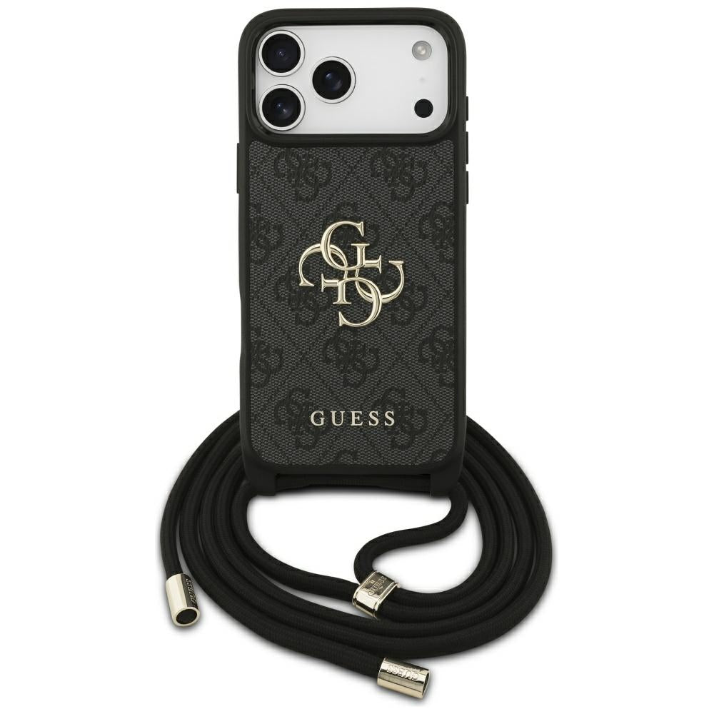 Fodral för Apple iPhone 17 Pro Max, Guess, 4G CBDY Big Logo med snoddrem, Svart
